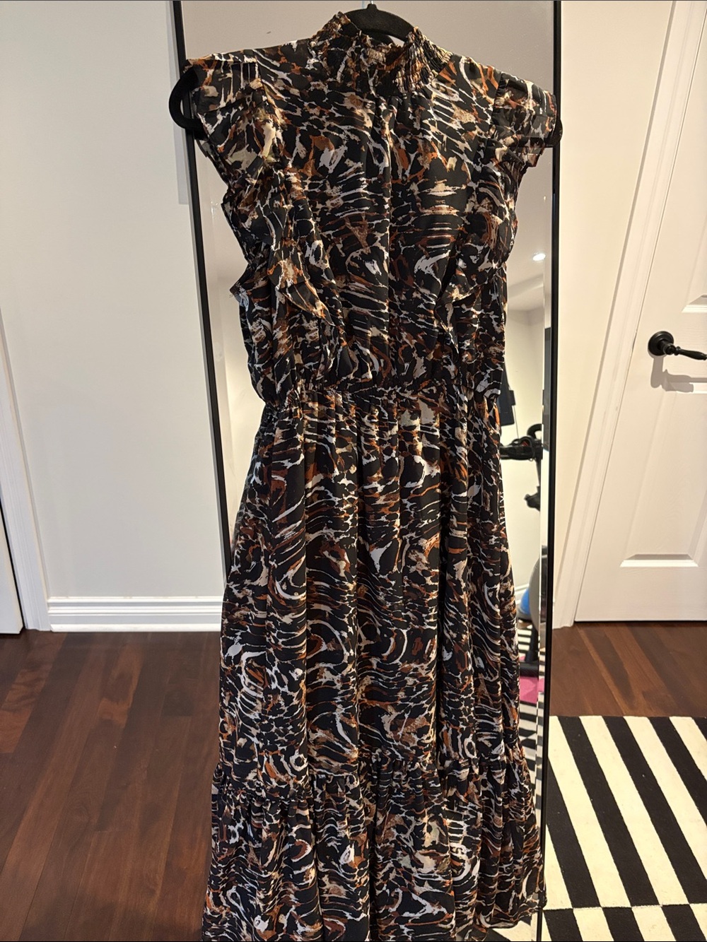 Steve Madden Sleeveless Animal Print Maxi Dress in Black and Brown - size M